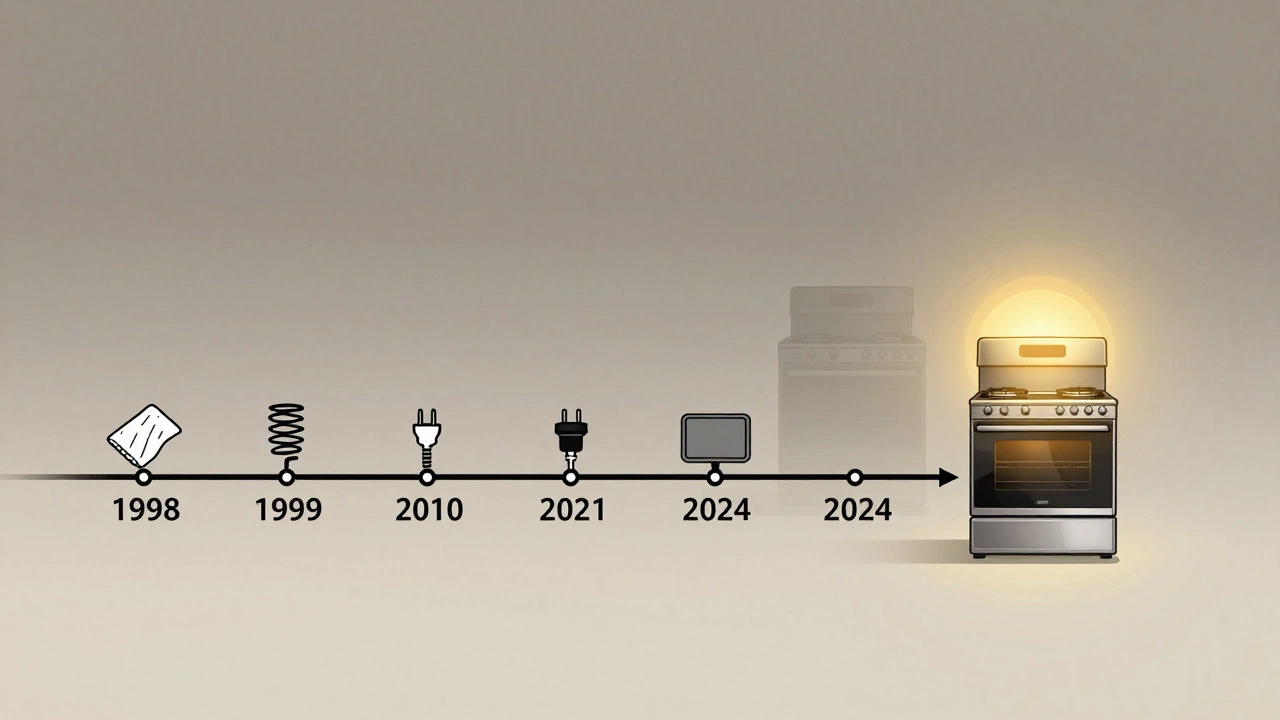 A timeline showing a 26-year-old stove maintained over decades with care.