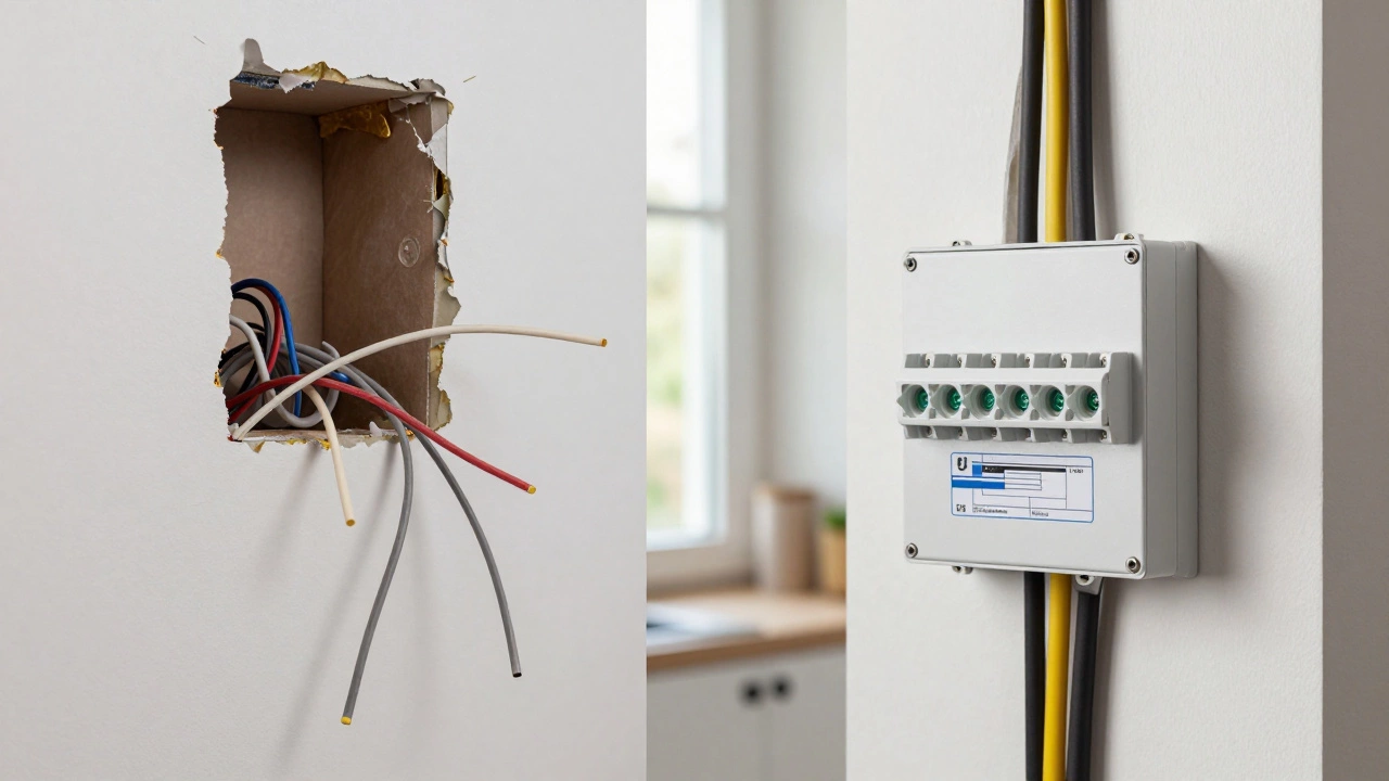 Side-by-side: unsafe DIY installation vs. professional code-compliant setup.