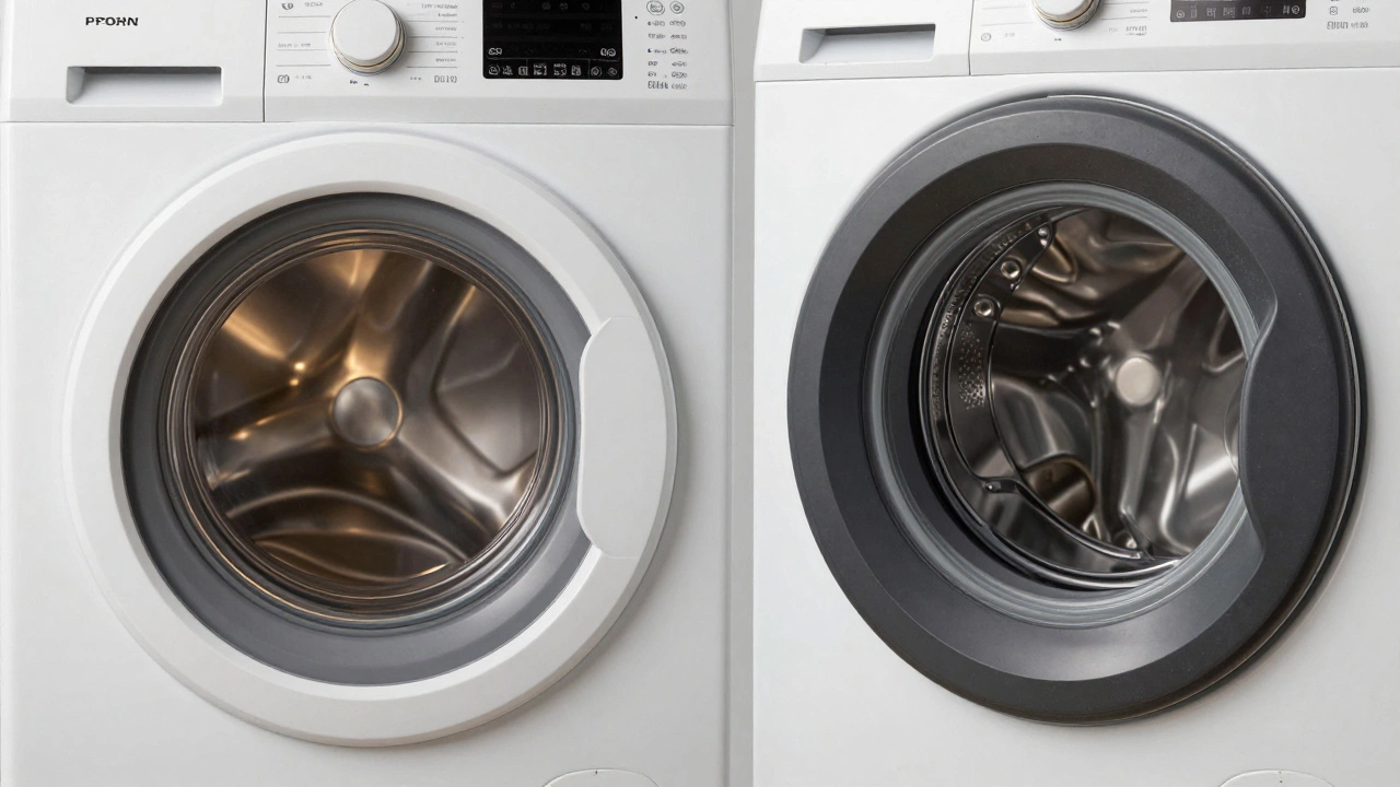Comparison view of a top-loading washer and a front-loading washer