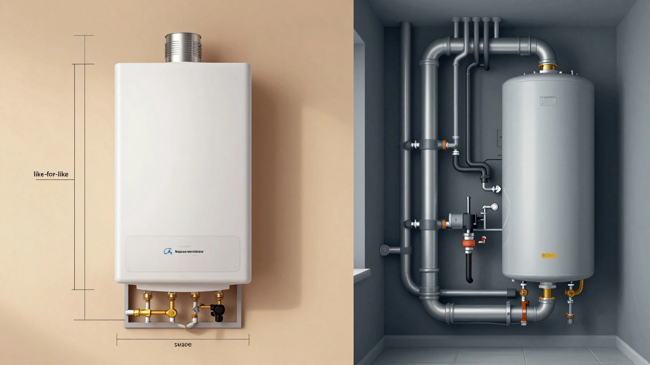 Diagram comparing simple vs complex boiler installs