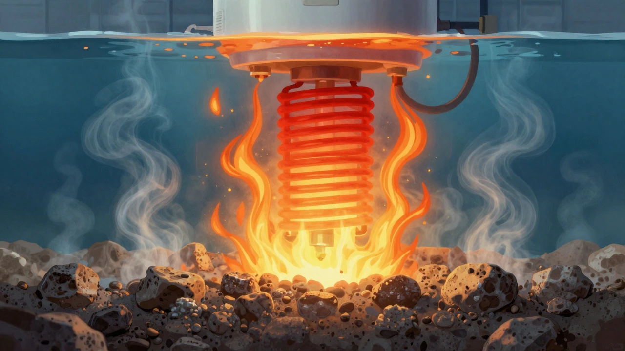 Abstract concept of heat loss due to sediment buildup in a water heater