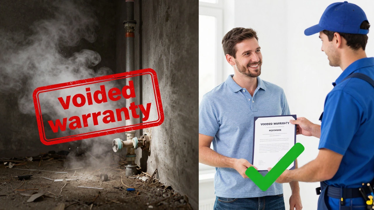 Contrast between unsafe boiler leak and certified safe installation