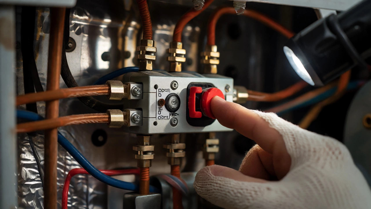 Hand resetting thermal cut-out on electric water heater