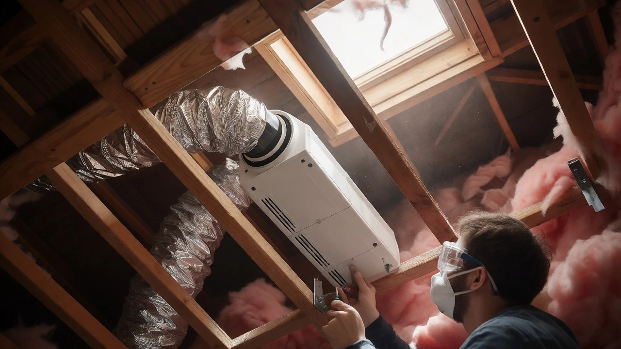 Installing a new inline fan in a dusty ceiling cavity