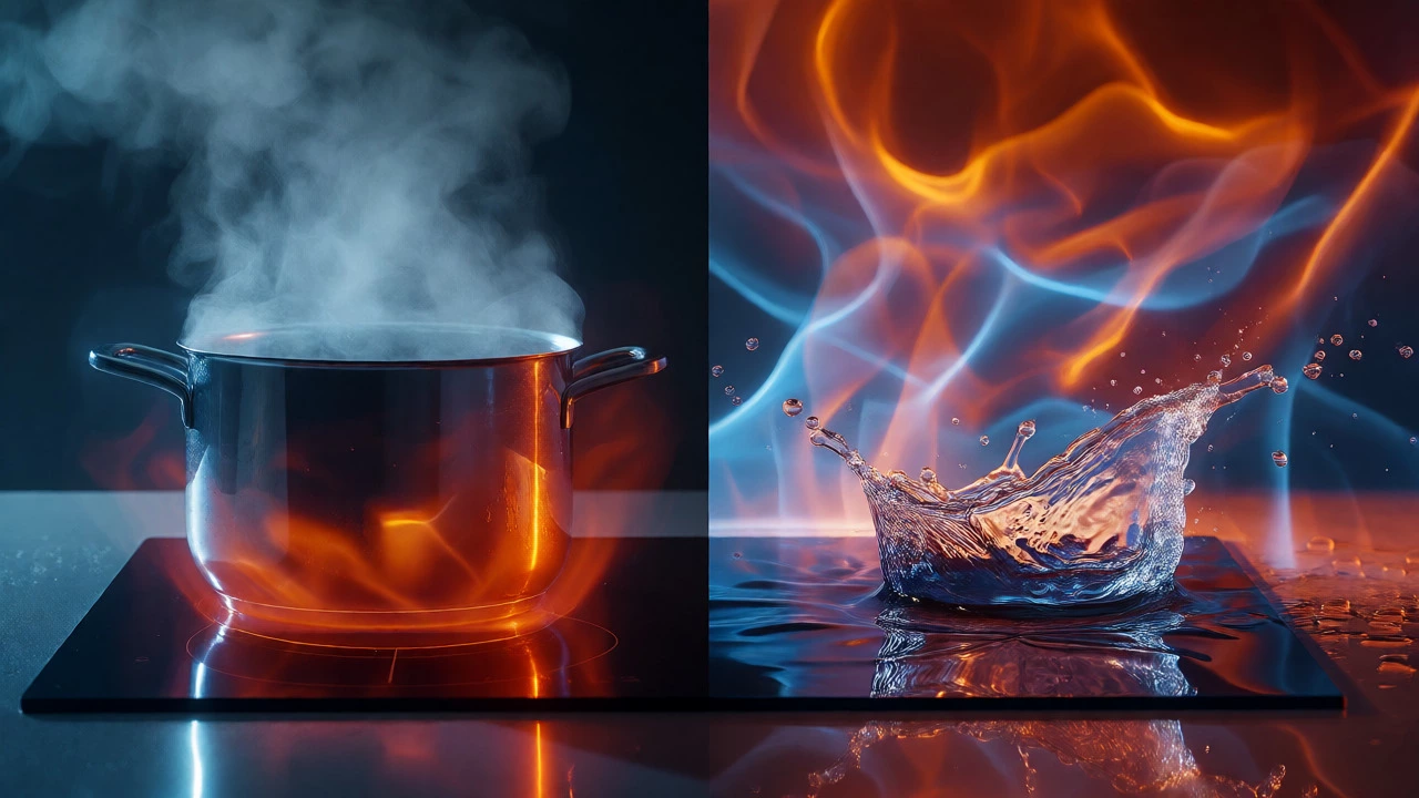 Visual representation of thermal shock on an induction cooktop